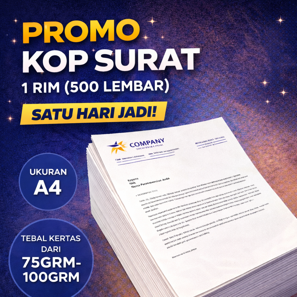 PROMO KOP SURAT 1 RIM ( 500 LEMBAR ) HVS A4 | SATU HARI JADI | MINIMAL 2 RIM