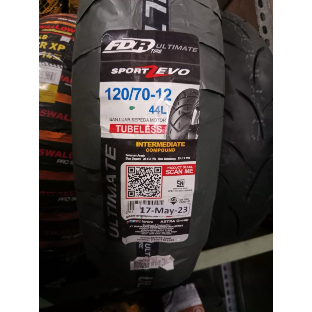 ban 120/70-12 fdr sport zevo tubeless ring 12