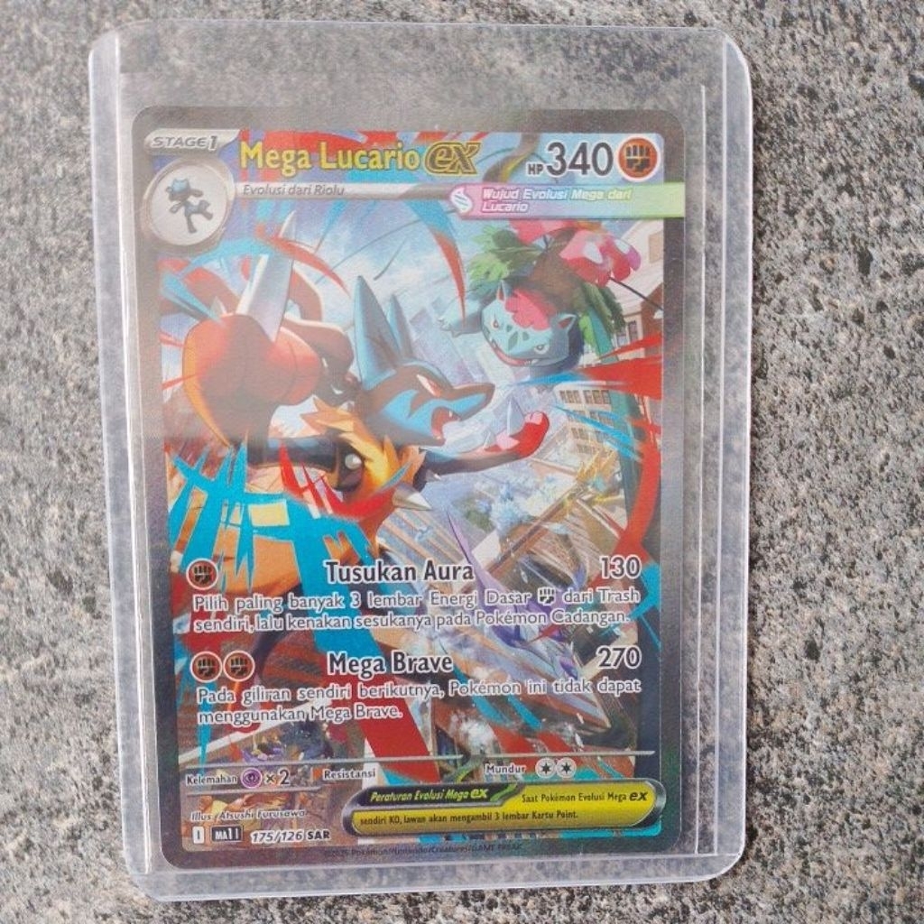 Kartu Card Pokemon Indonesia TCG Mega Lucario ex 175/126 SAR MA1 Evolusi Mega