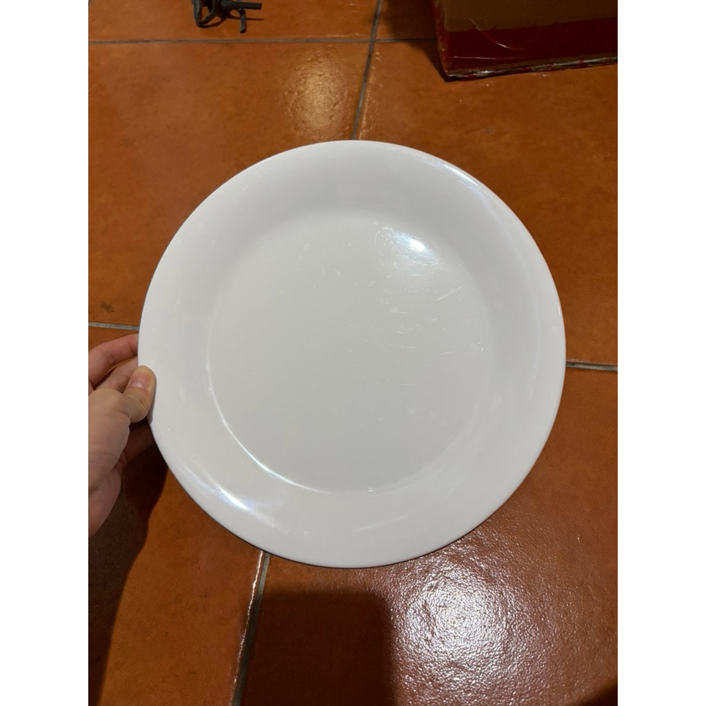 PIRING MELAMIN PUTIH DATAR (bekas) catering hajatan rumah makan resto