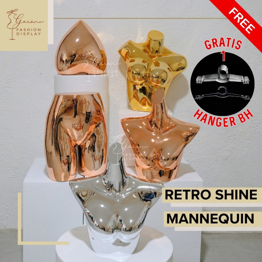 Manekin Female Electroplating Patung Underware RETRO SHINE Display Pakaian Dalam Silver Gold Rosegol