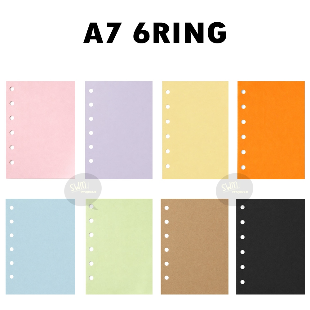 A7 6ring - isi binder refill loose leaf kertas file filler color warna polos bergaris kotak titik