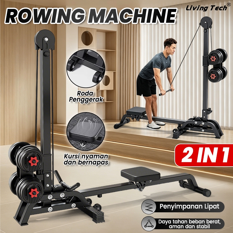 LIVING 2-in-1 Foldable Rowing Machine Lat Pulldown Multifunctional / Rowing & Lat Pulldown / Tanpa P