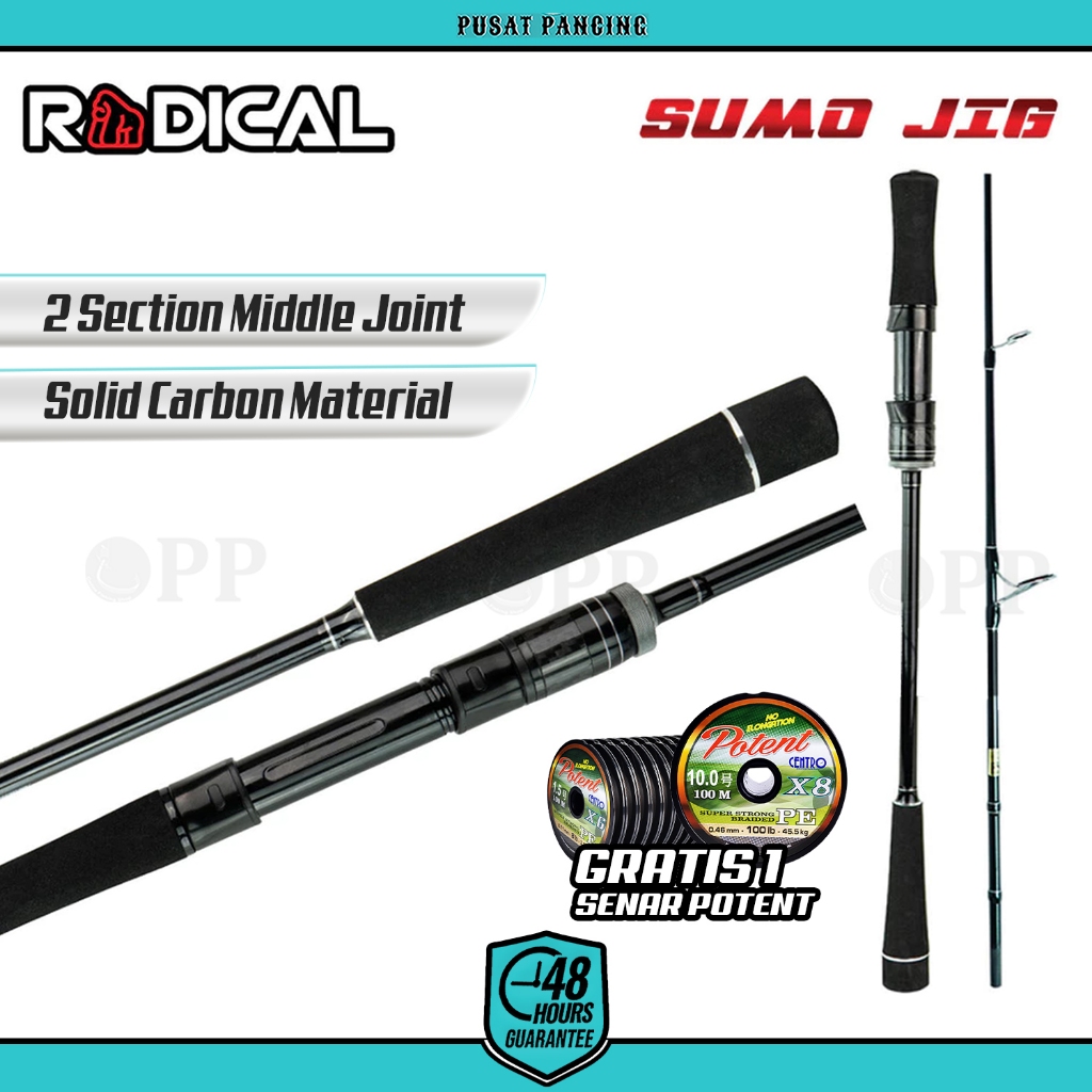 RADICAL Joran Pancing Spinning SUMO JIG 180cm PE1-3/2-4 Drag 15Kg Solid Carbon Joran Pancing Jigging