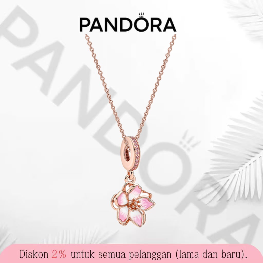 Pandora Sparkling Collier Round & Square Pendant Necklace Pendant Necklaces Rose Gold Plated Comes w