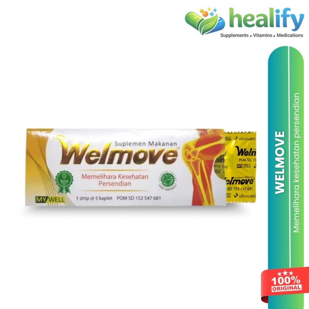 Welmove Suplemen Vitamin Sendi Lutut dan Tulang Glucosamine 500mg 1 Strip 5 Tablet