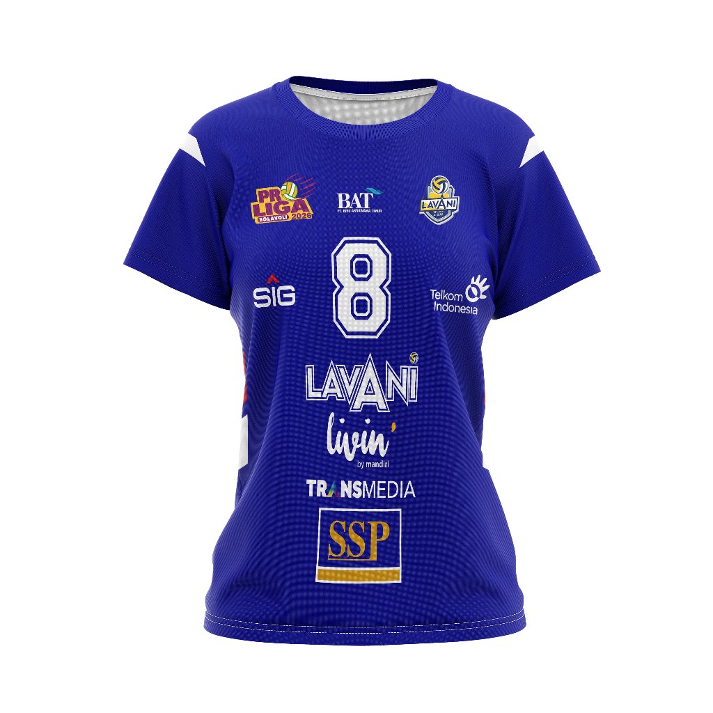 Baju Kaos Jersey Wanita Voli Olahraga Volley ProLiga Lavani 2026 BIRU Dewasa Custom Full Print Free 