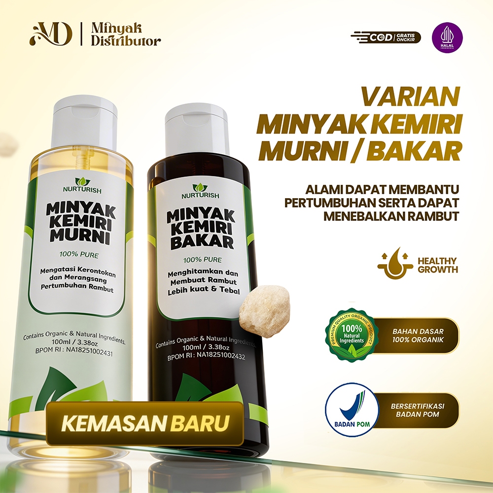 NURTURISH - Minyak Kemiri Murni Alami Penumbuh Penebal & Perawatan Rambut Bayi & Dewasa
