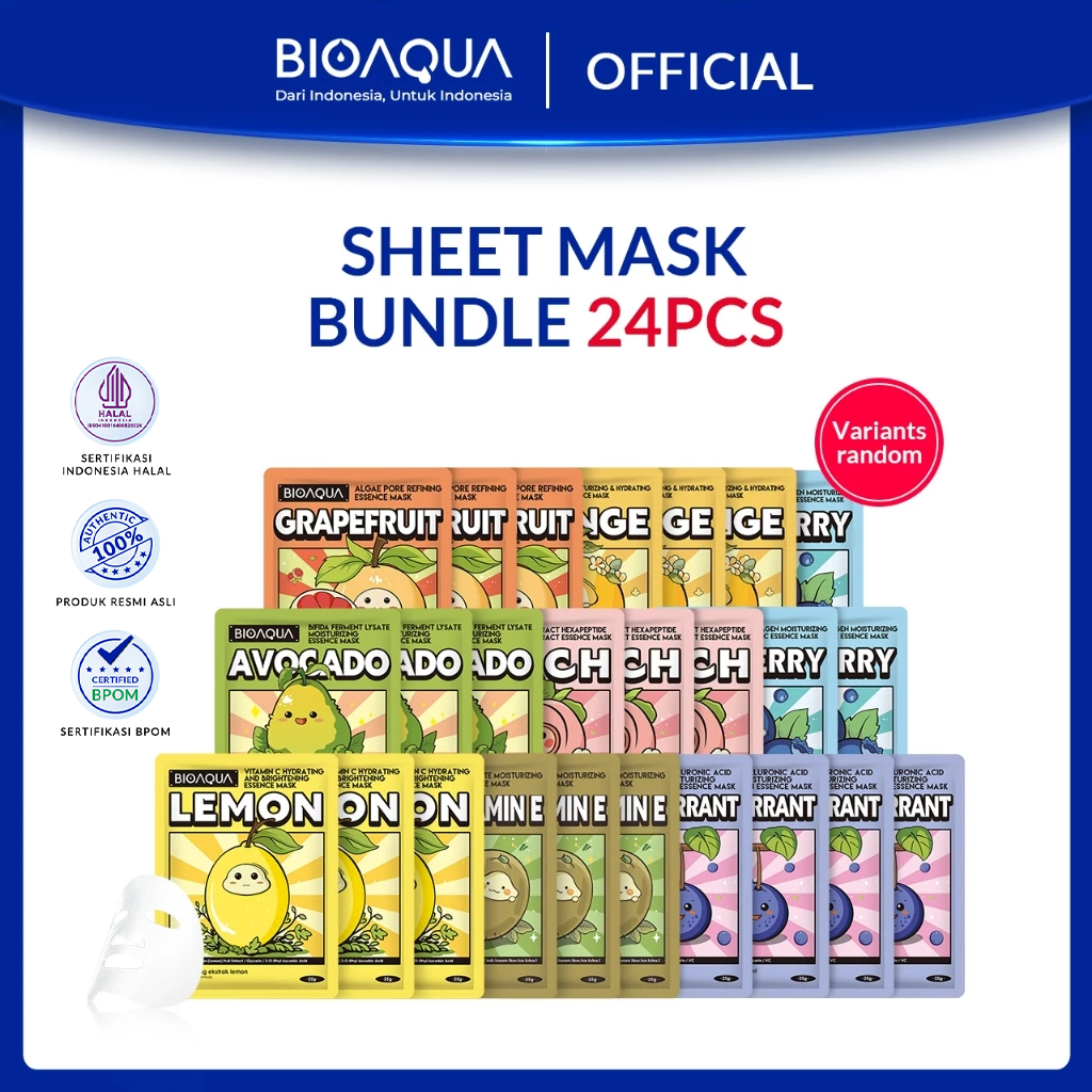BIOAQUA Sheet Mask Paket Brightening Moisturizing Skin Care Hydrating Essence Face Mask Anti aging M