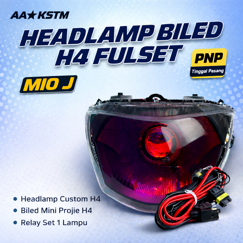 Headlamp Biled H4 Fullset Mio J Lampu LED Depan Motor Terang Plug & Play Relay Set Tinggal Pasang
