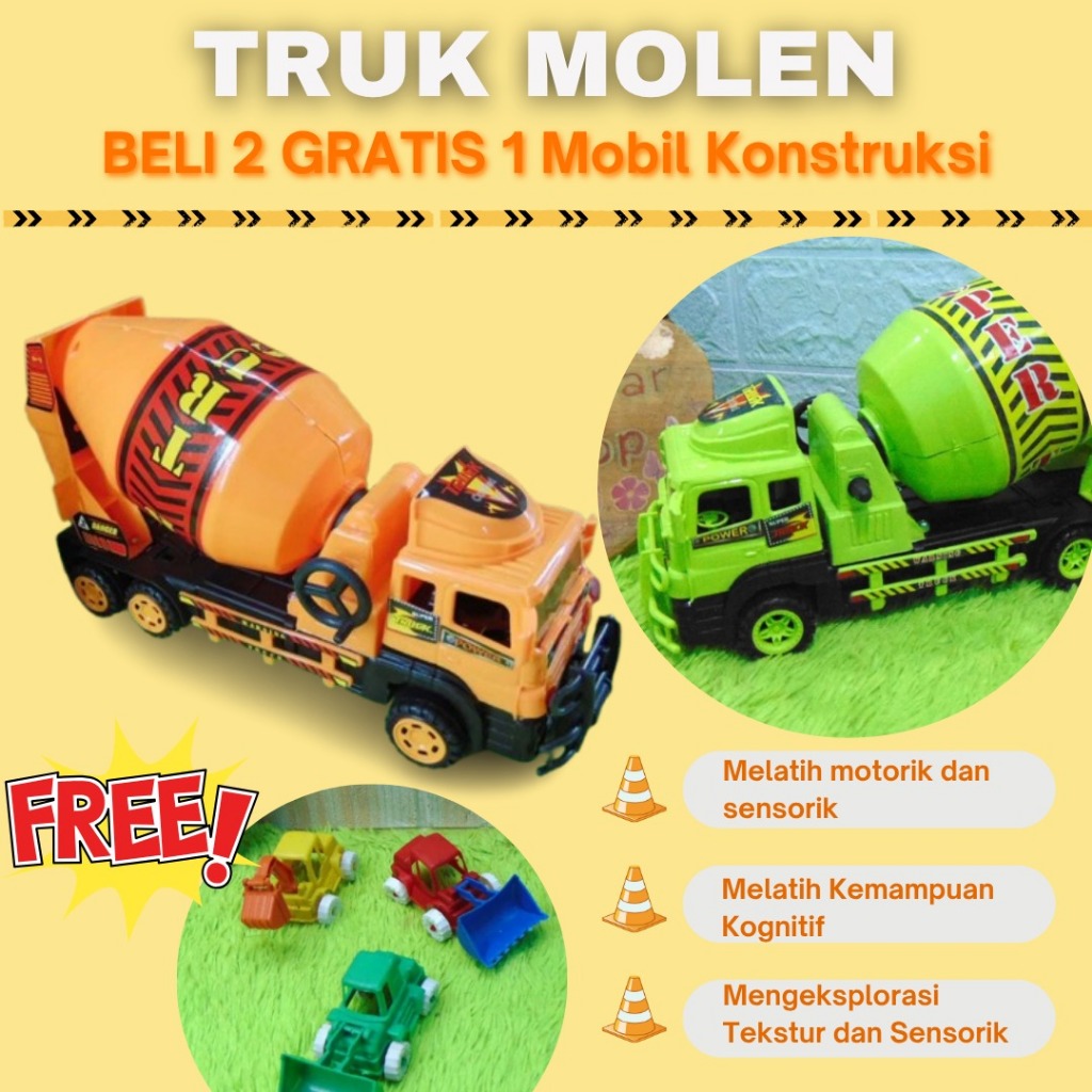 [BELI 2 GRATIS 1 MOBIL KONSTRUKSI] PC8034FC[BISA BERPUTAR MOLENNYA] Mainan Anak Truk Molen Random