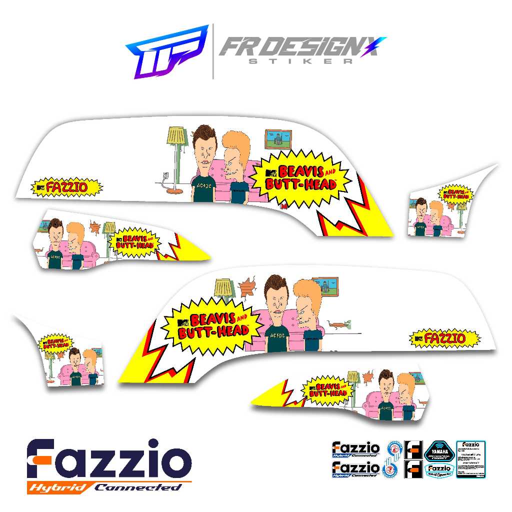 STRIPING STIKER DECAL FAZZIO / MTF Beavis and Butthead/ FR DESIGNX / YAMAHA FAZZIO / STRIPING MODIF