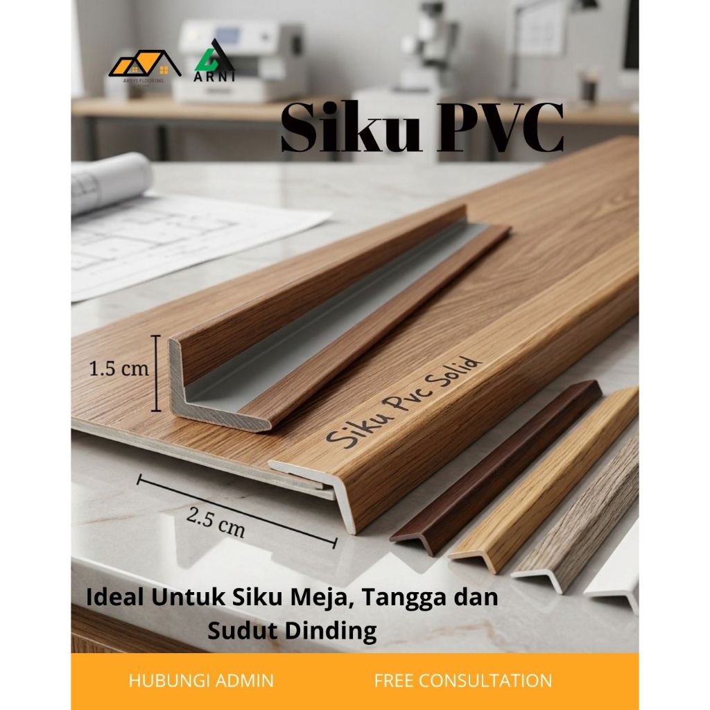 Siku PVC List Tangga|List Siku L PVC SOLID|Panjang 2,4m