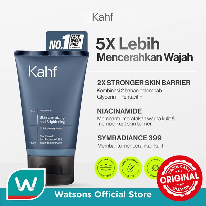Kahf Skin Energizing & Brightening Face Wash 100ml - Sabun Cuci Muka Pria Membantu Mencerahkan - Men