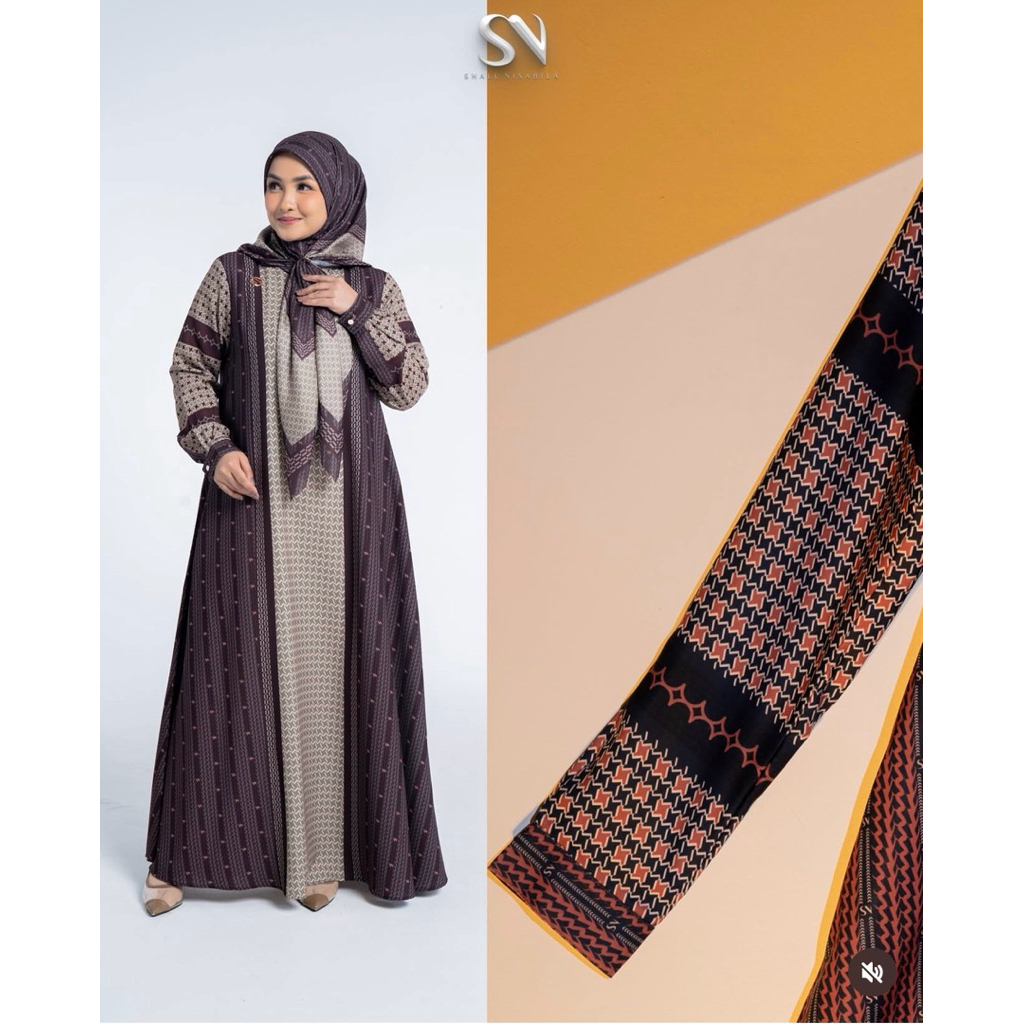 Gamis Shalu Nisabila Set Hijab Aksara Dress Busui Friendly