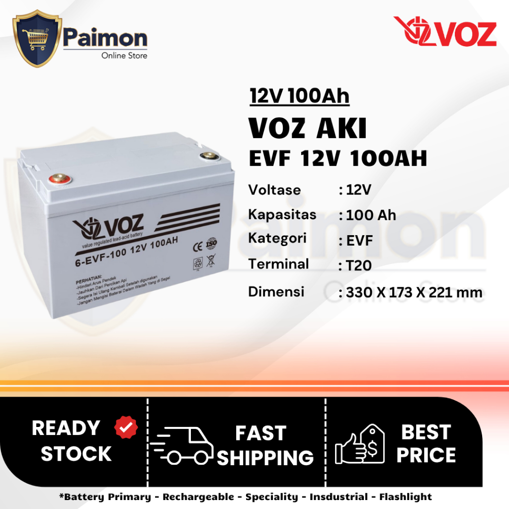 Voz Baterai Aki EVF 12v 100 Ah - Baterai Aki EVT