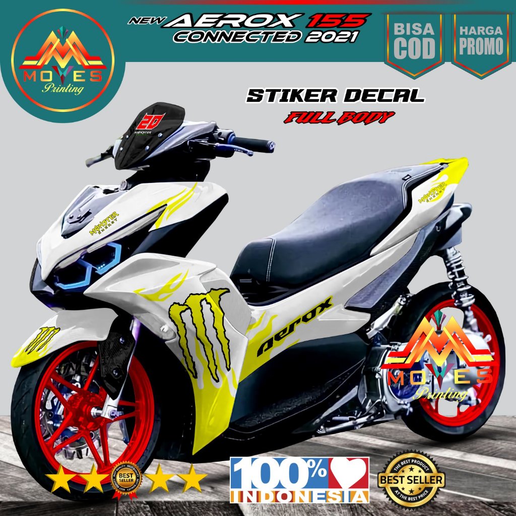 Terbaru Bisa Cod ( Promo ) Terbaru Sticker Decal Full Body Yamaha Aerox 155 New Connected Monster 2