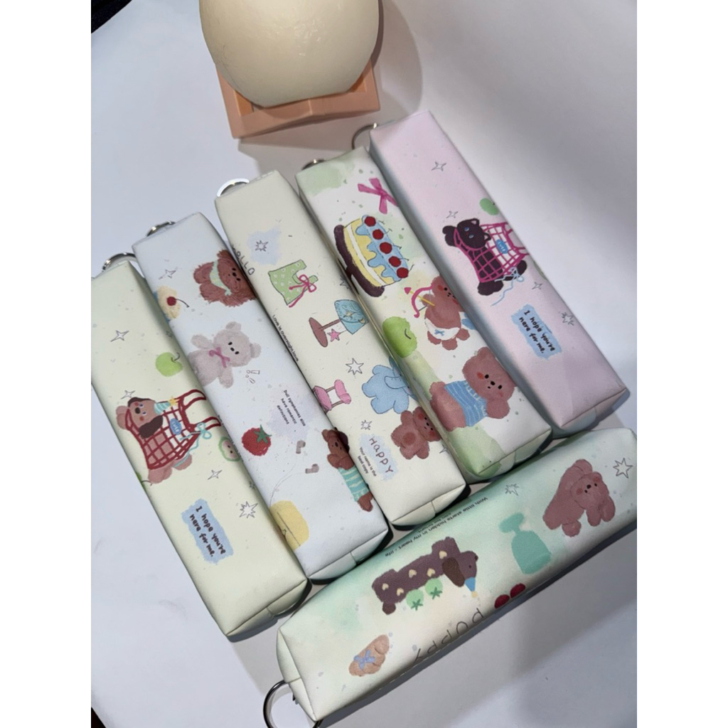 Kotak Pensil Estetik Motif Bear Pastel | Pencil Case Cute Korea | Tempat Pensil Aesthetic
