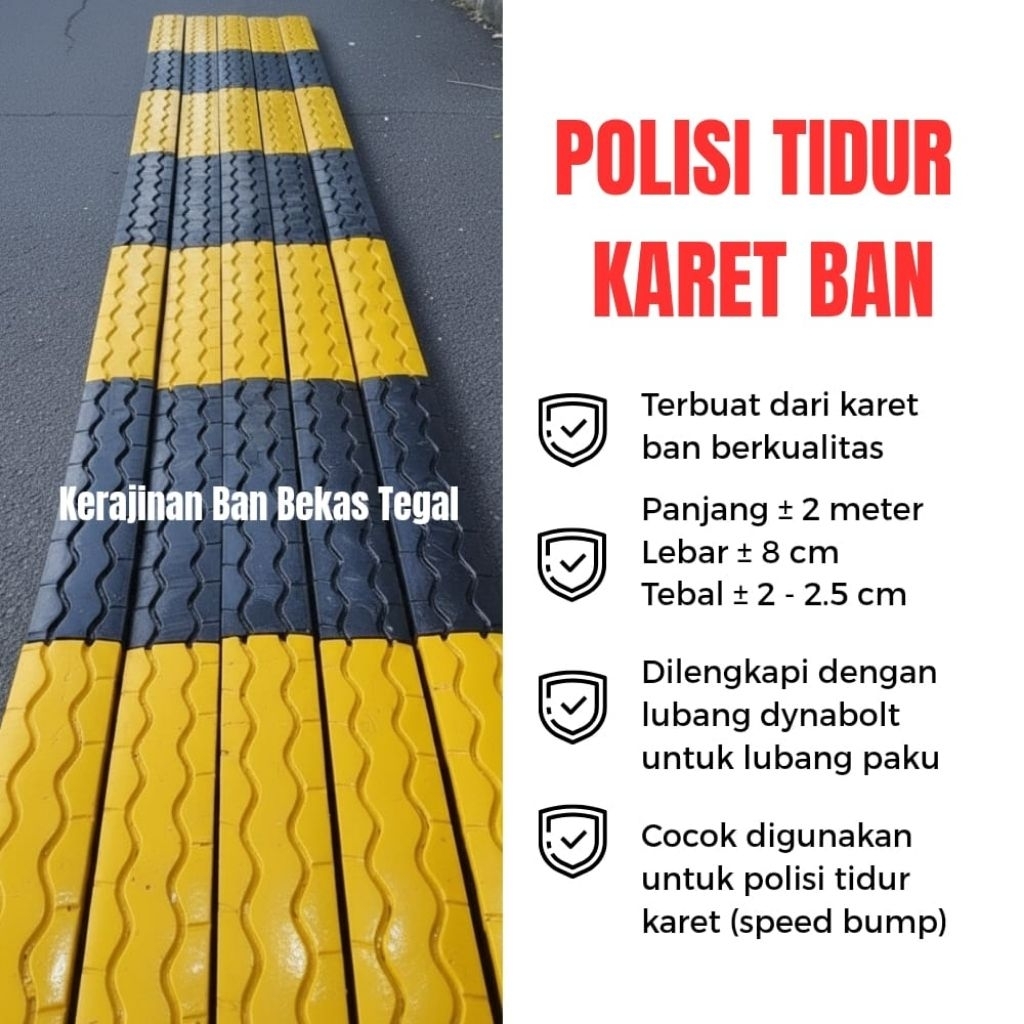 POLISI TIDUR KARET BAN PANJANG 2 METER (SPEED BUMP)