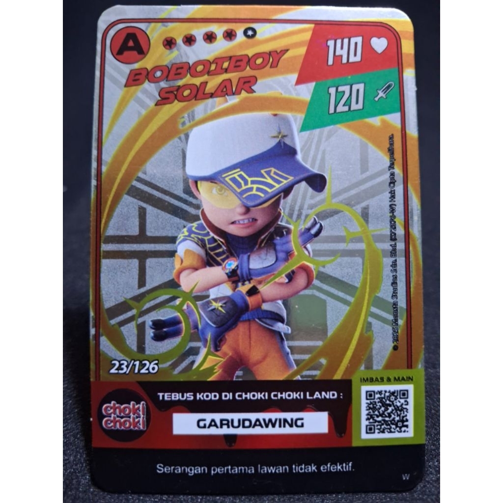 KARTU HOLOGRAM BOBOIBOY SOLAR MONSTA GALAXY CARD (A/23)