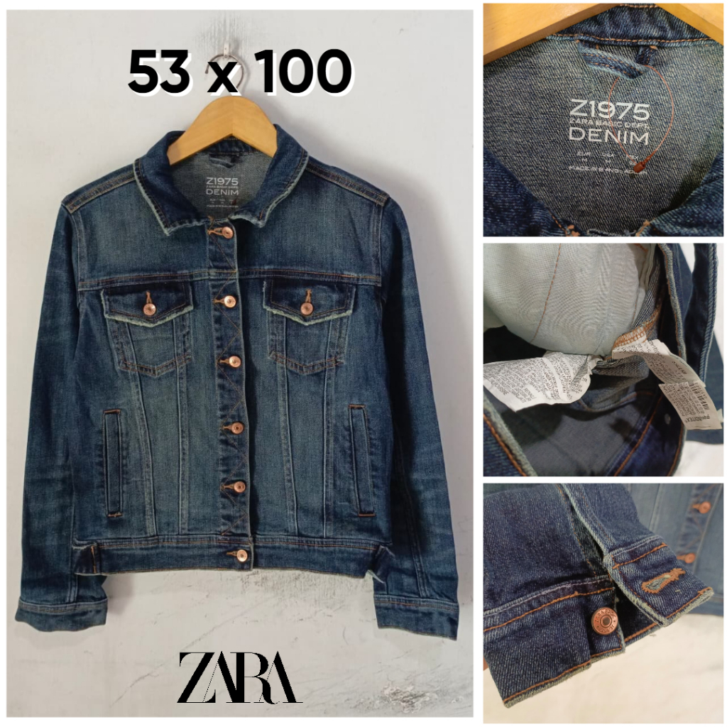 Jaket ZARA Basic Jeans Denim Z1975 Size M Wanita Atasan KL539