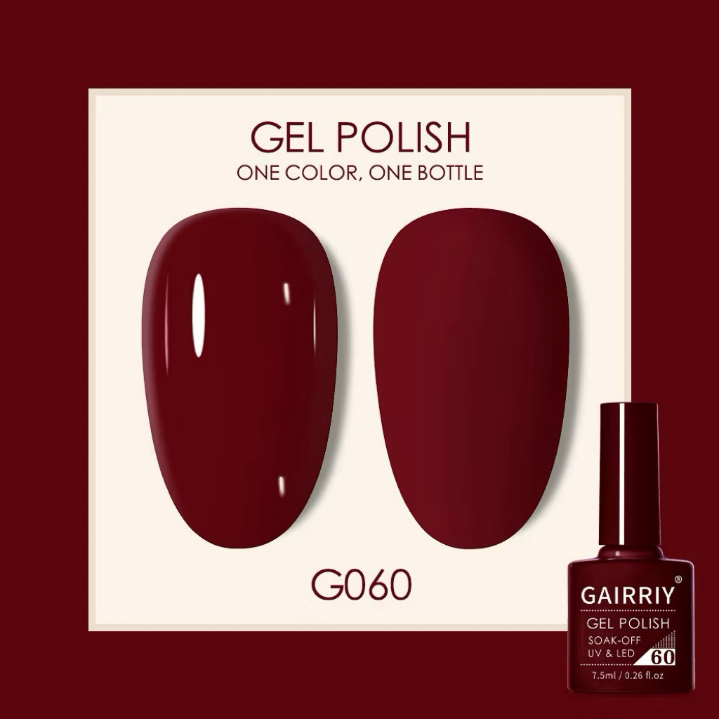GAIRRIY KUTEK MAROON GEL UV LED, NAIL GEL POLISH UV & LED, NAIL ART