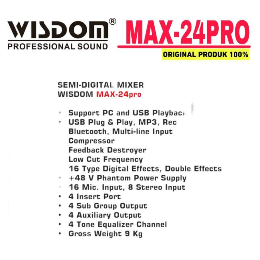 Mixer Wisdom Max24 Pro Max-24Pro Semi Digital Audio Mixer – ORIGINAL WISDOM
