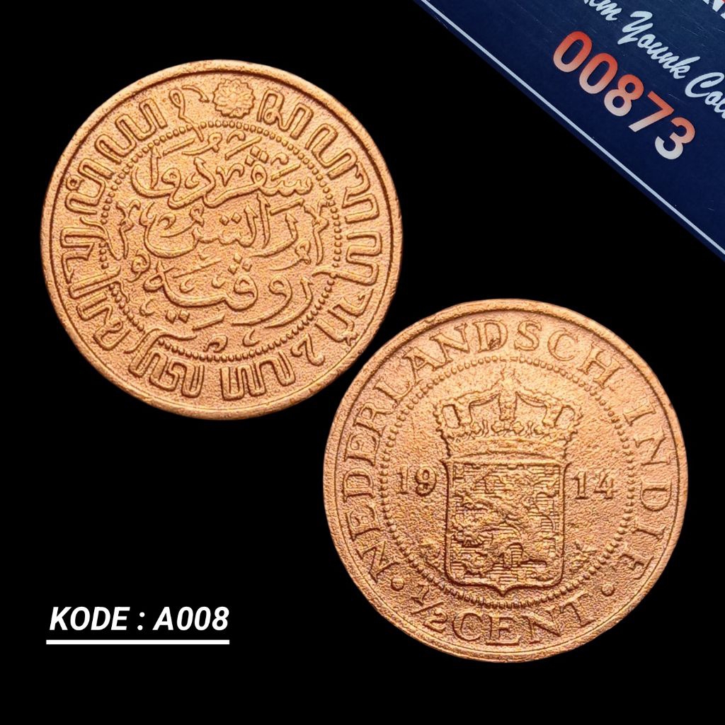 UKI008Coin 1/2 Cent Benggol Kecil (Nederlandsch Indie) Thn Tua 1914 Detail Bagus Sesuai Difoto Kode:
