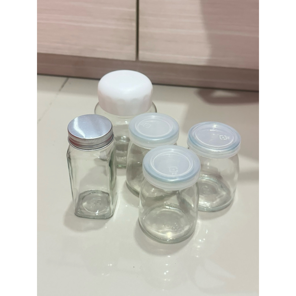 Botol Kaca/Botol Jus/Botol Pudding/Botol Susu/Botol Yoghurt 150ml&200ml, Botol Jar Bumbu Kaca (120ml