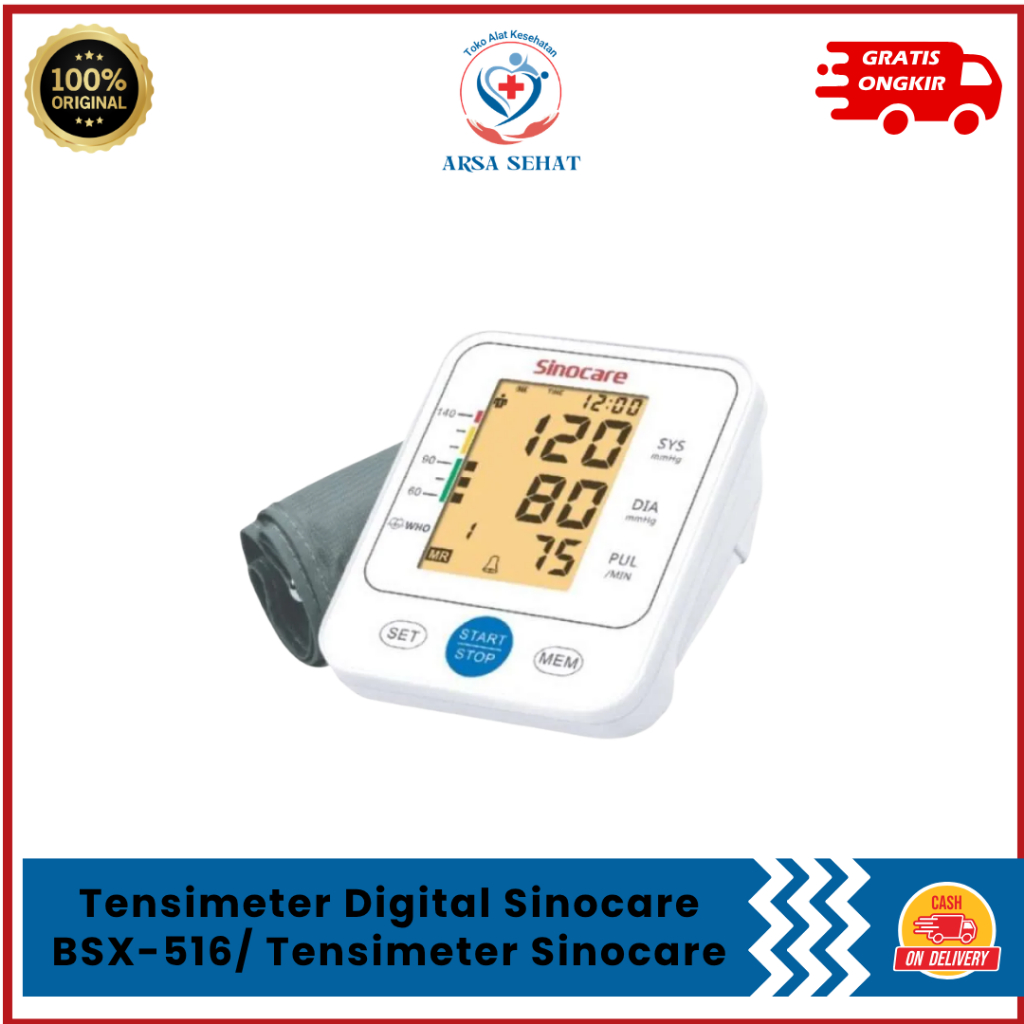 Tensimeter Digital Sinocare BSX-516/ Tensimeter Sinocare BSX 516 Bahasa Indonesia