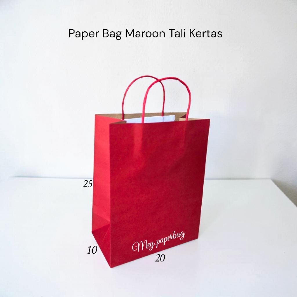Paper Bag Merah Maroon Polos Uk 20x25