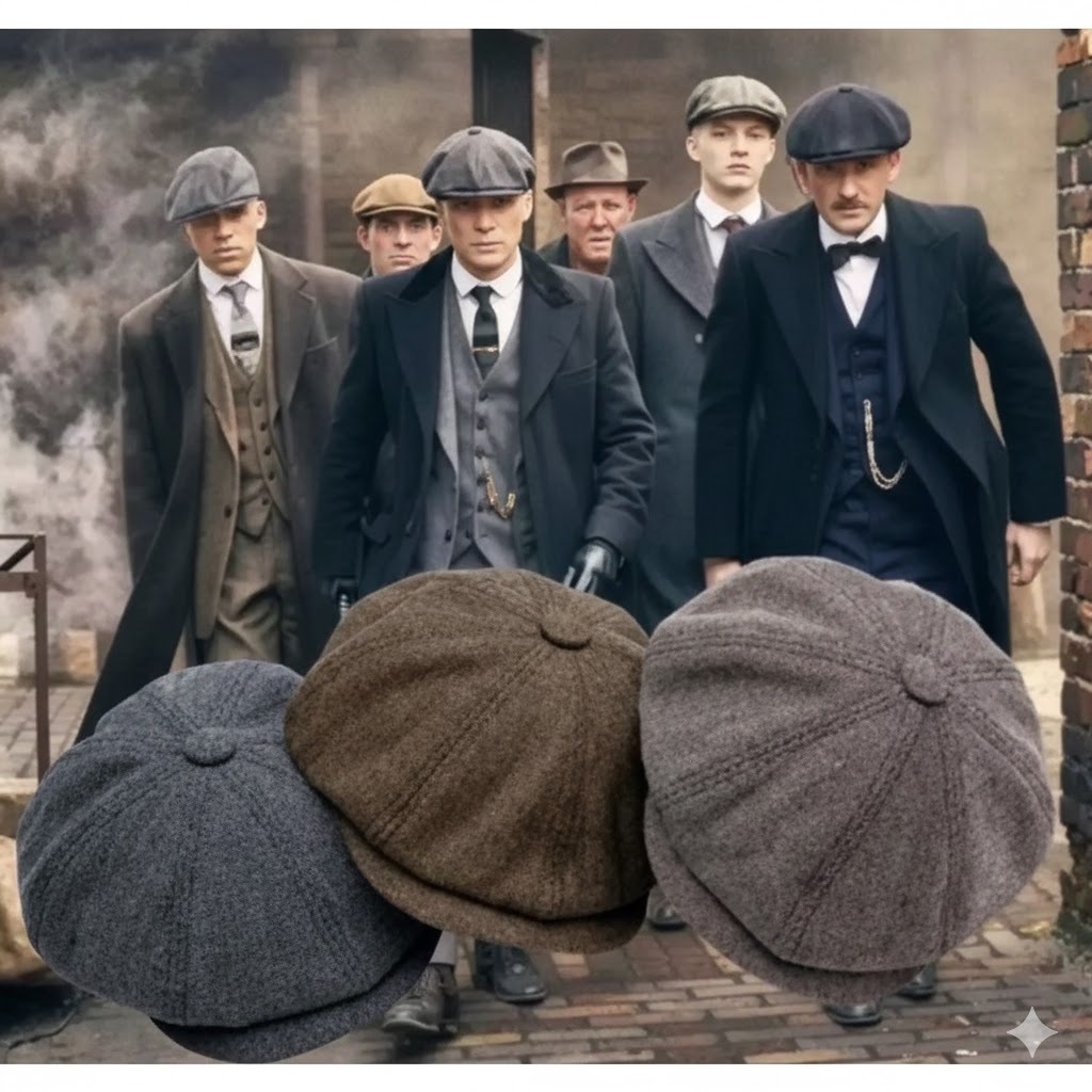 Topi Peaky Blinders Tommy Shelby Newsboy Cap Gatsby Flatcap Wool Premium