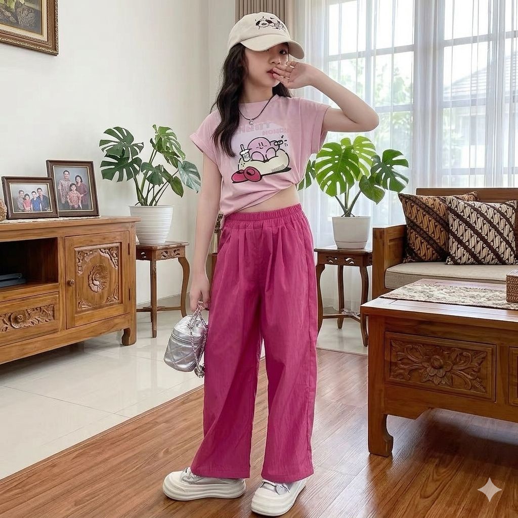 Setelan kaos dan baggy pants anak perempuan / setelan baju anak perempuan usia 1-8 tahun / onset baj