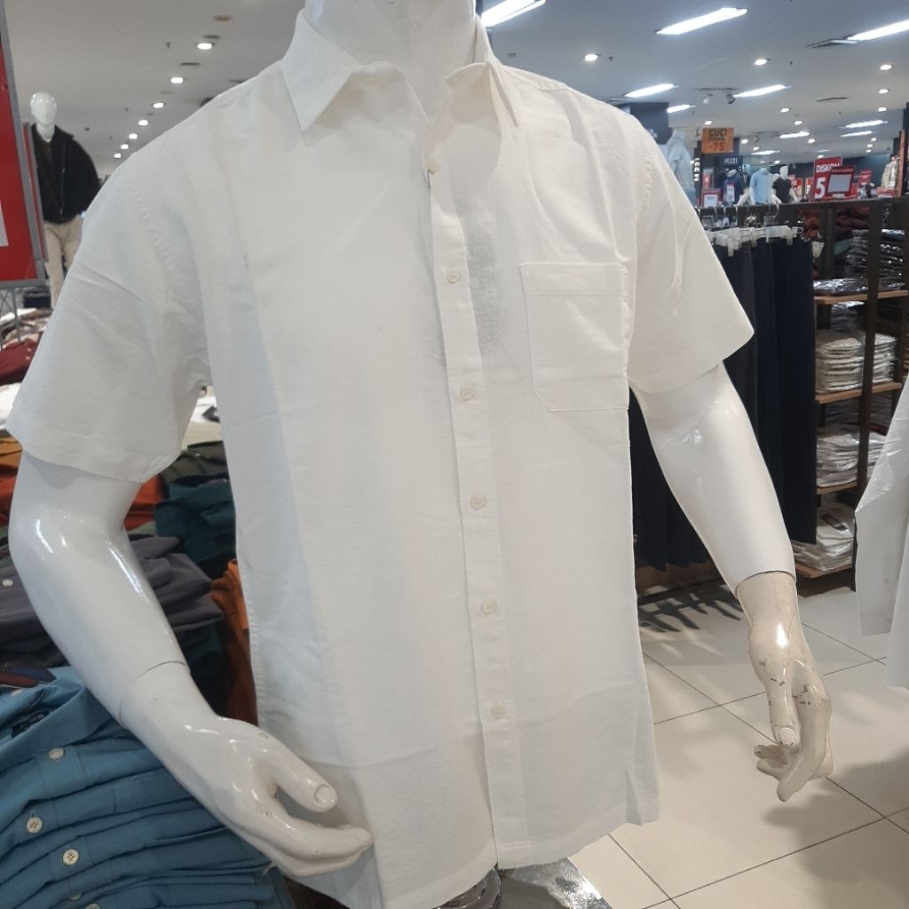 Kemeja S135 & benhill polos bahan linen lembut nyaman di pakai