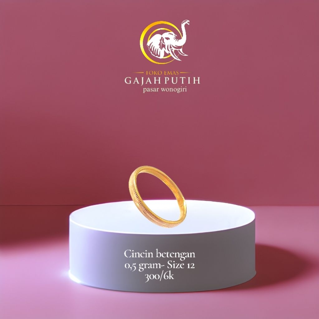 Cincin emas betengan 0,5 gram