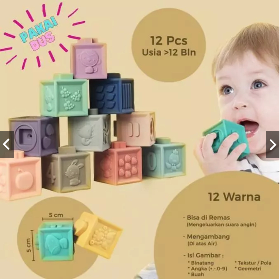 SOFT STACK BUILDING BLOCK BABY TEETHER (PRELOVED)  Balok Lentur Edukasi Anak