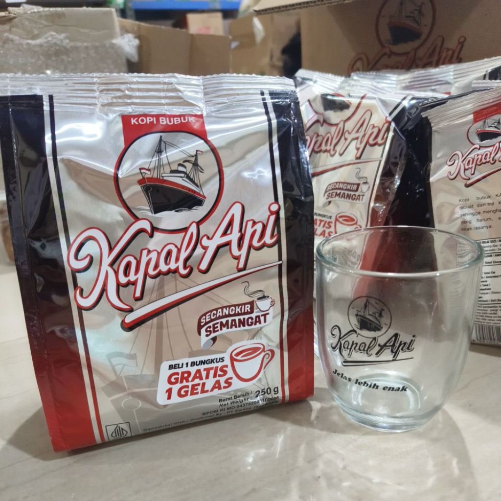 kopi kapal api silver kopi hitam bubuk mantap +gelas (free)