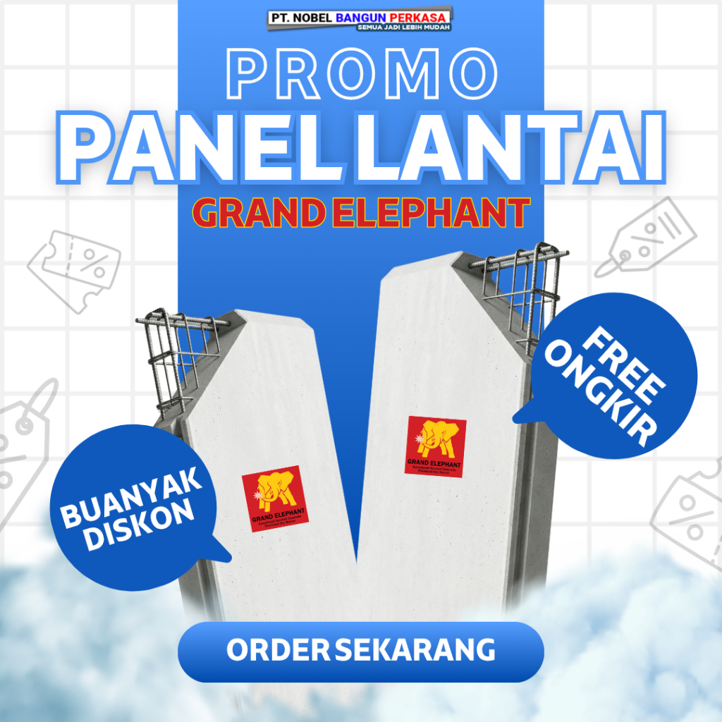 Panel Lantai Grand Elephant Dak Beton Ringan Pengganti Cor Konvensional - Harga Per Kubik - Kirim Se