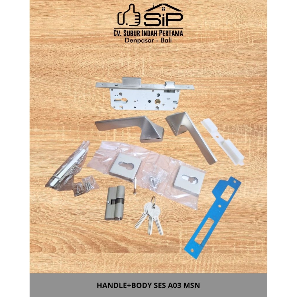 HANDLE+BODY SES A03 MSN/BLACK/KUNCI PINTU RUMAH FULL SET