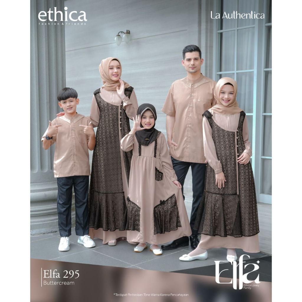 (COD) READY TERMURAH SARIMBIT/ COUPLE KELUARGA BY ETHICA ELFA 295 BUTTER CREAM GAMIS ANAK