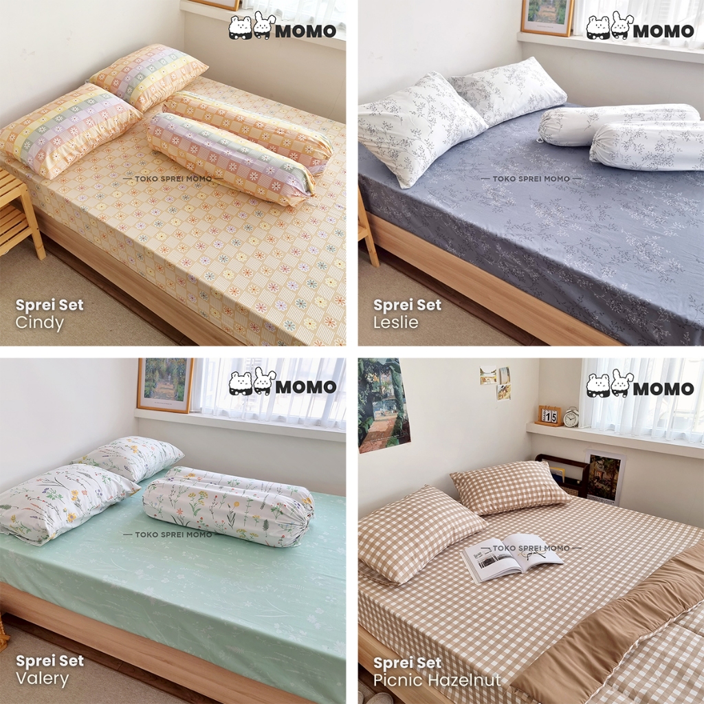 MOMO#2 Sprei Ukuran 160, 180, 200 x 200 - Motif Bunga