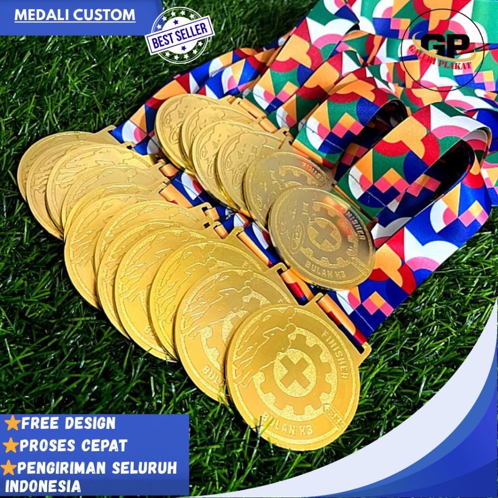 Medali Kuningan Custom, Medali Wisuda, Kelulusan, Lomba, Medali Murah, Mendali Logam Custom