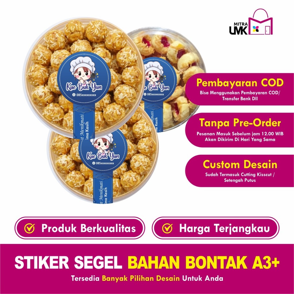 Stiker Segel Custom Stiker Toples Kue Kering Gratis Desain Termurah