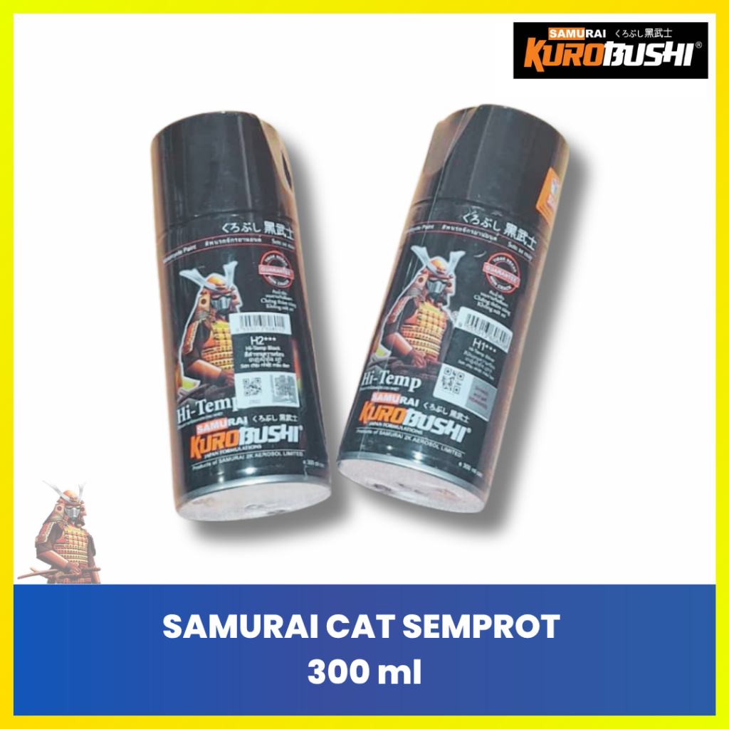 Samurai Paint High Temp 300ml Silver & Hitam - Cat Semprot Anti Bakar Knalpot Motor