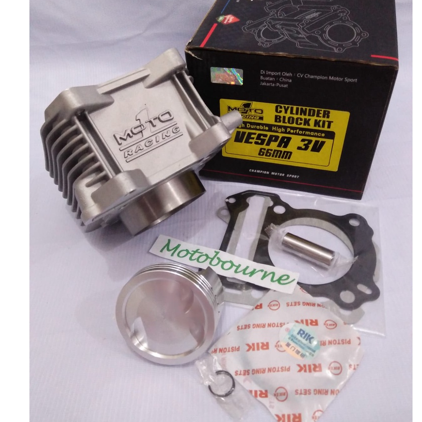 Blok Seher Moto1 VESPA 3V 66 Bore up Vespa Matic 3V 66 MM Moto 1 Racing