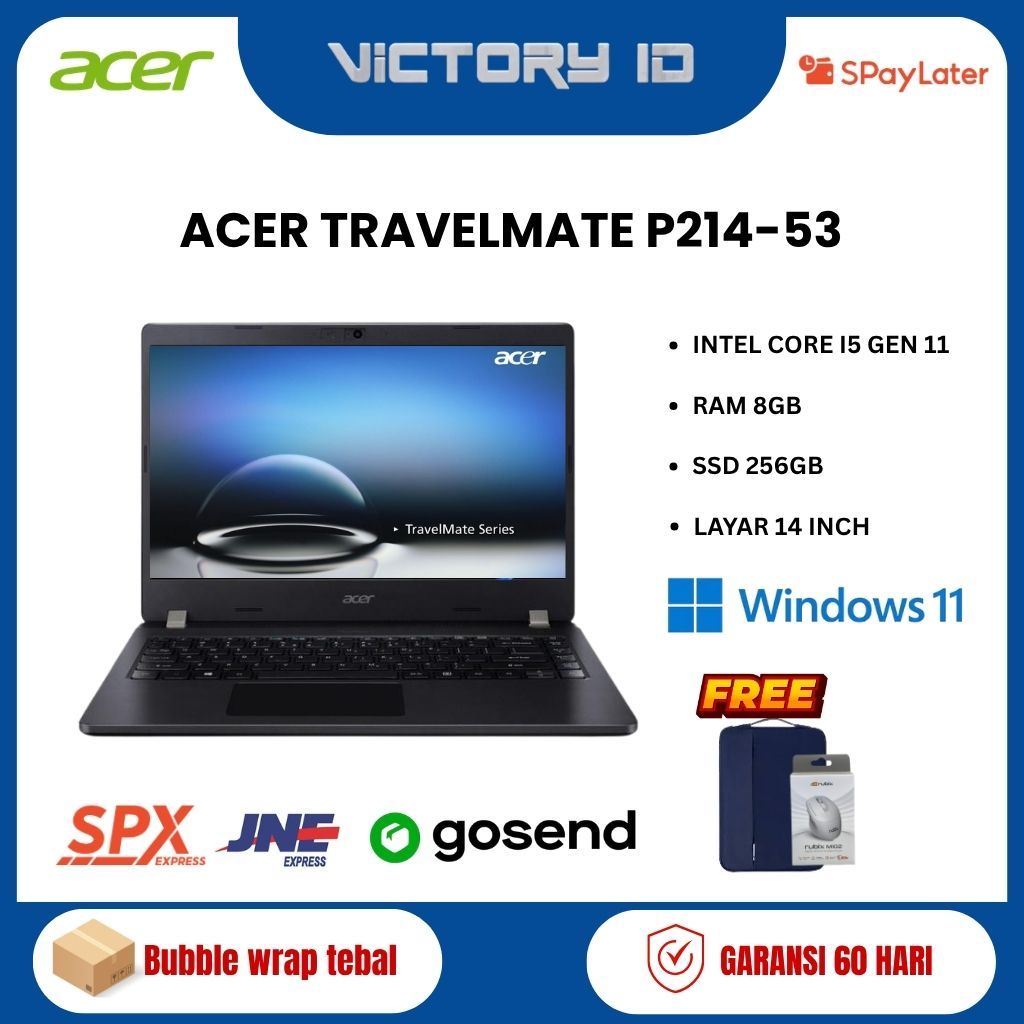 ACER TRAVELMATE P214-53 INTEL CORE i5-1135G7 RAM 16GB SSD 256GB ULTRABOOK 14 INCI