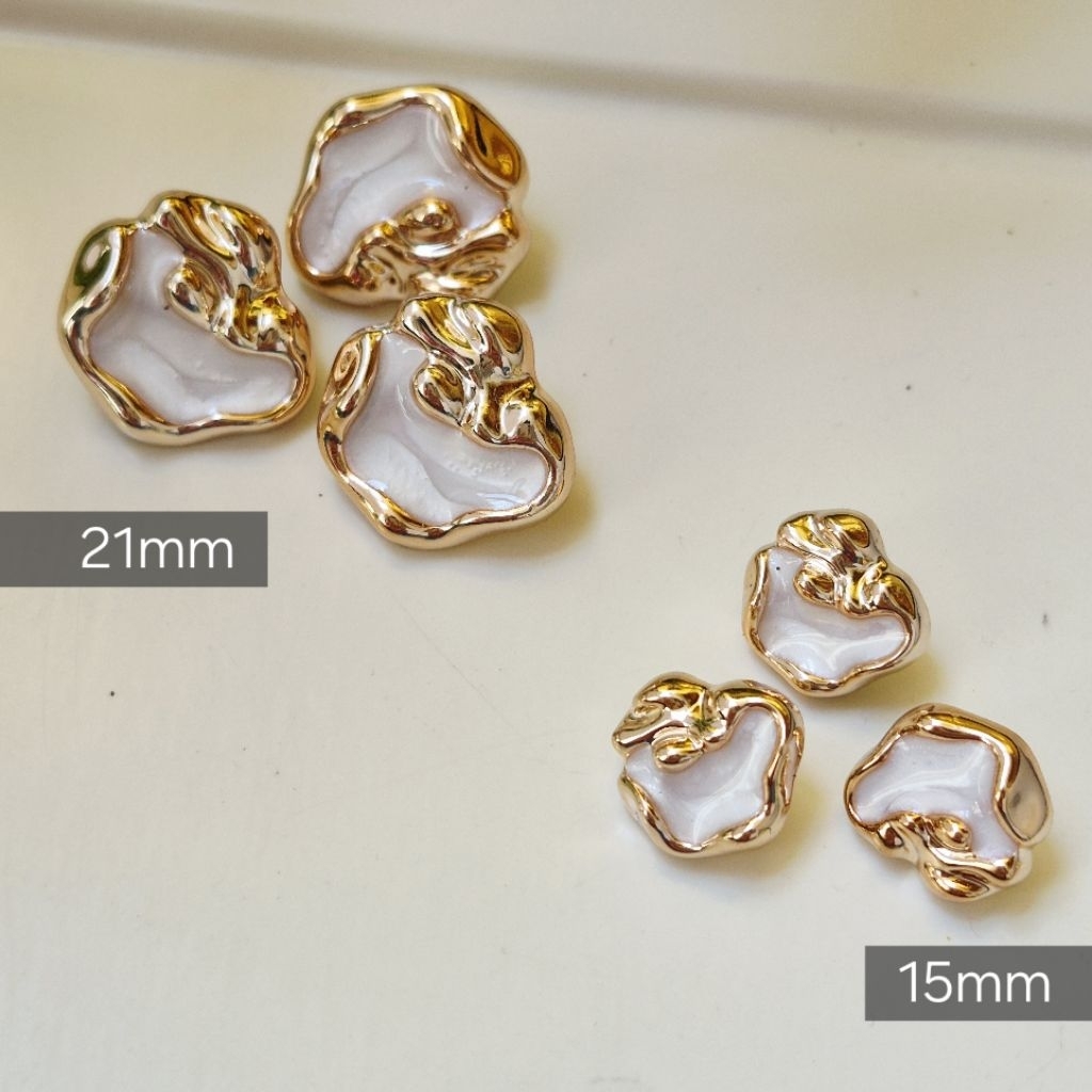 kancing abstrak kerang gold mutiara unik korea