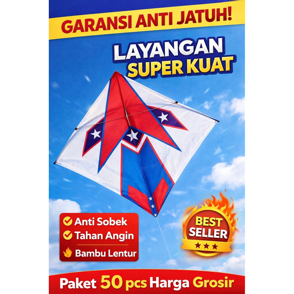 Layangan kertas sablon 50pcs