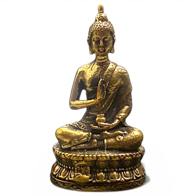Patung Buddha Duduk Abhaya Mini – Brass Dekorasi Spiritual