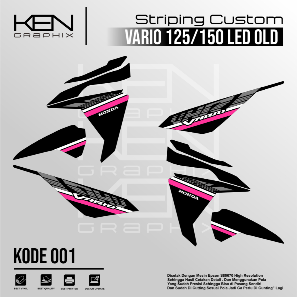 STICKER MOTOR VARIO 125/150  LED OLD/LIST MOTROR VARIO  125 LAMA/ VARIASI  VARIO 125/150 KODE 001
